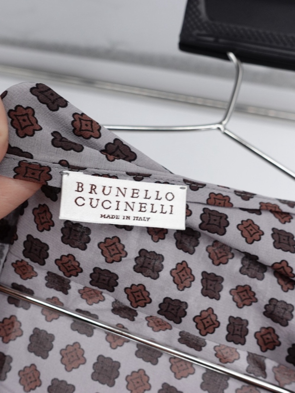 BRUNELLO CUCINELLI Printed Silk Blouse Top Size S Italy